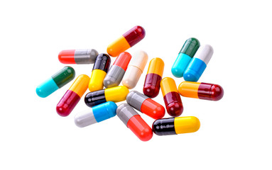 Colorful medicine on white background