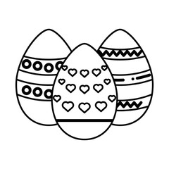 Easter eggs decorated on white background