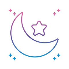 moon and star icon, gradient line style