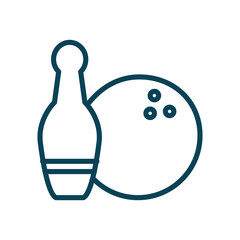 bowling pin and ball line style icon vector design