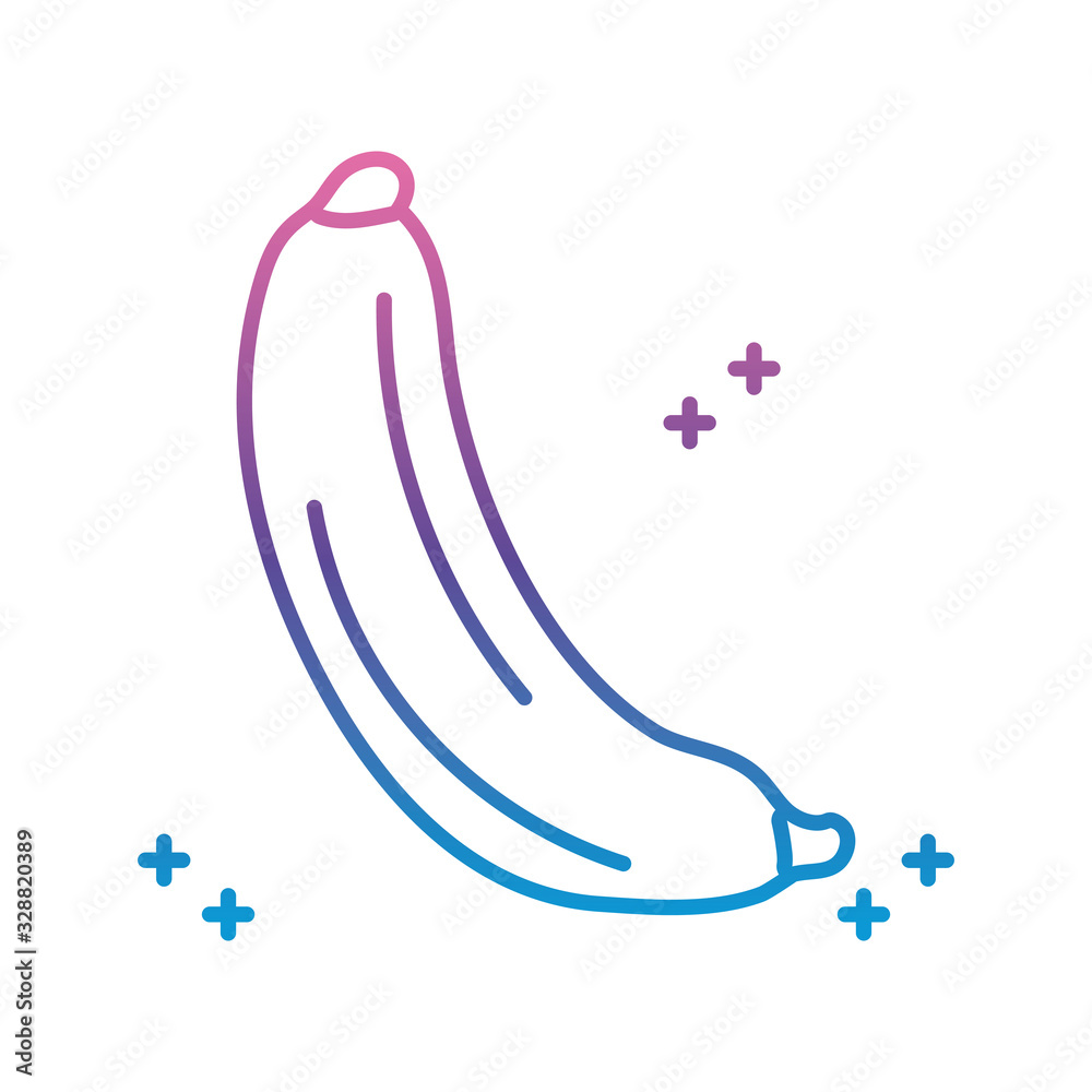 Wall mural banana fruit icon, gradient line style