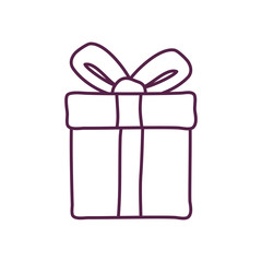 Gift with bowtie line style icon vector design
