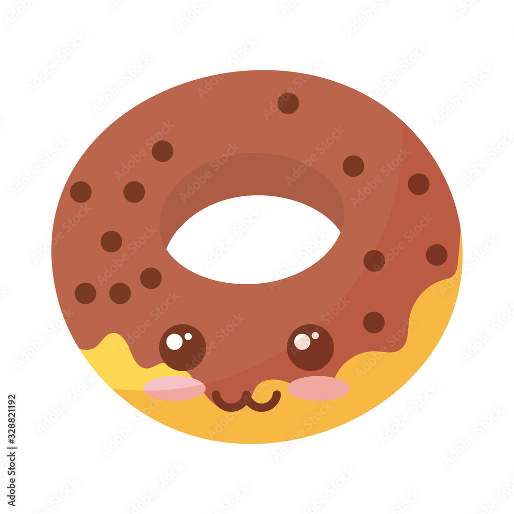 Poster delicious donuts on white background