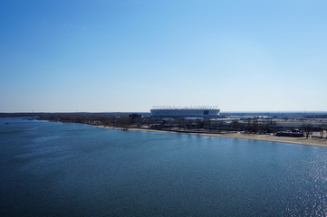 Panorama of the coast by the river