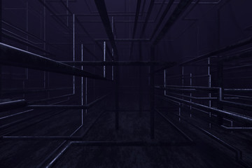 Abstract background of metal pipe. 3D rendering.