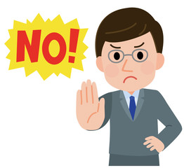 毅然　NO　拒否　断る　会社員男性