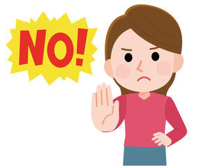 毅然　NO　拒否　断る　若い女性