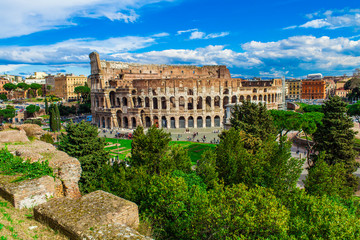 Fototapeta na wymiar Colosseum ancient building in Rome city, Italy