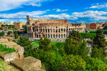 Fototapeta premium Colosseum ancient building in Rome city, Italy