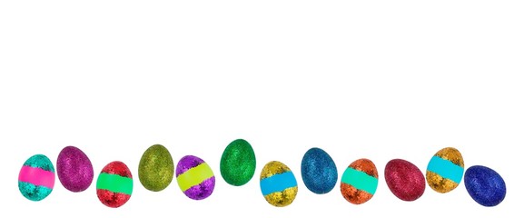 Set of multicolored easter eggs , a copy of the space isolated on a white background