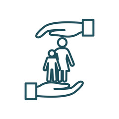 mother and son between hands line style icon vector design