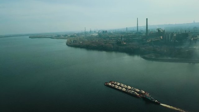 ship barge tug sand transportation river industry floats