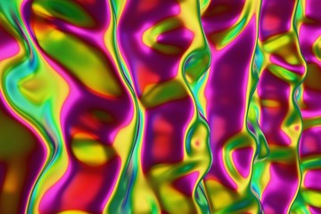 Obraz na płótnie Canvas abstract holographic background, modern fabric material, vivid rainbow wallpaper, 3d illustration