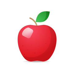 fresh juicy red apple icon tasty ripe fruit isolated on white background healthy food concept vector illustration