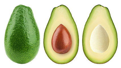 avocado isolated on white background, full depth of field, clipping path