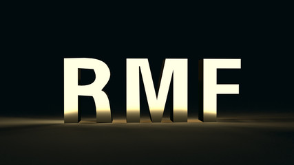  rmf text in dark tone  3d rendering for business content.