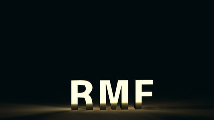  rmf text in dark tone  3d rendering for business content.