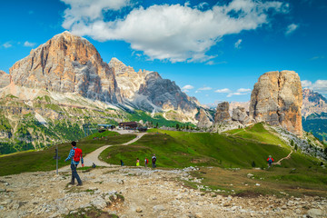 Popular hiking places near Cinque Torri cliffs, Dolomites, Italy, Europe