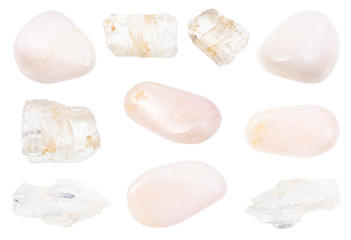 set of various Petalite (castorite) gemstones
