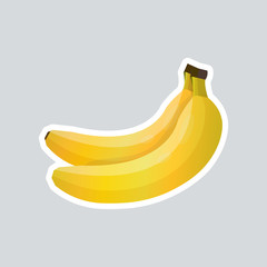 fresh bananas sticker tasty ripe fruits icon healthy food concept vector illustration