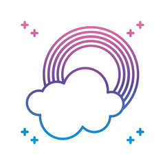 rainbow and cloud icon, gradient line style