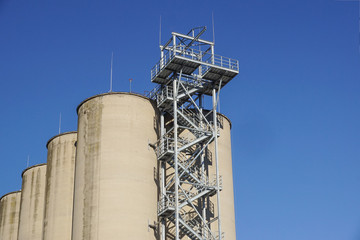 stairs installed near a silo for high altitude maintenance