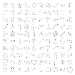 vector set of dashed line arrow icons