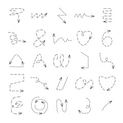 dash line arrow icons vector set