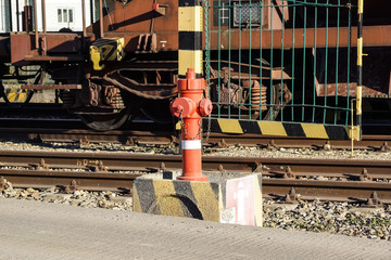 Fire hydrant on station platform in the Netherlands