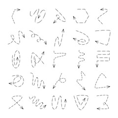 dash line arrow icons vector set