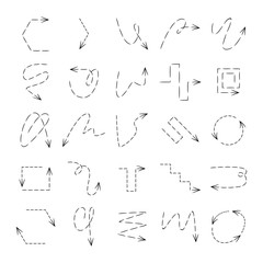 dash line arrow icons vector set