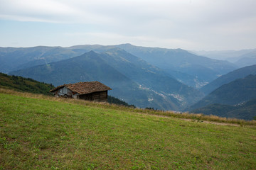 Fototapeta na wymiar Village house with amazing view in Trabzon Plateau in turkey