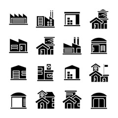 building and construction icons vector set