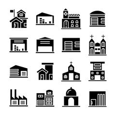building and construction icons vector set