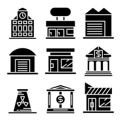 building and construction icons vector set