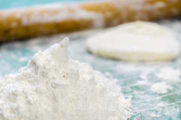 Close-up of making homemade baking from flour in the home kitchen. - 328827769