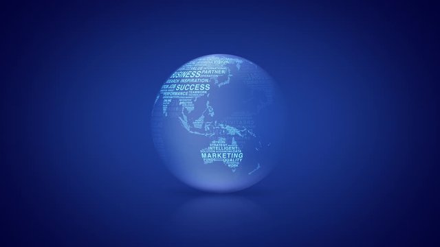 Business globe words spinning on blue gradient background, Global business concept, Elements of this image furnished by NASA