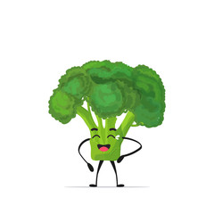 cute broccoli character cartoon mascot vegetable healthy food concept isolated vector illustration