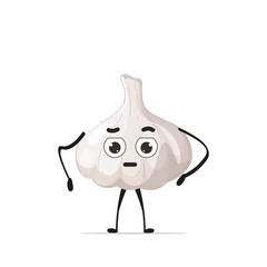 cute garlic character cartoon mascot vegetable healthy food concept isolated vector illustration