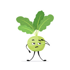 cute kohlrabi character cartoon mascot vegetable healthy food concept isolated vector illustration