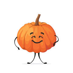cute orange pumpkin character cartoon mascot vegetable healthy food concept isolated vector illustration