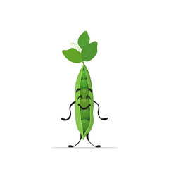 cute pea pod character cartoon mascot vegetable healthy food concept isolated vector illustration