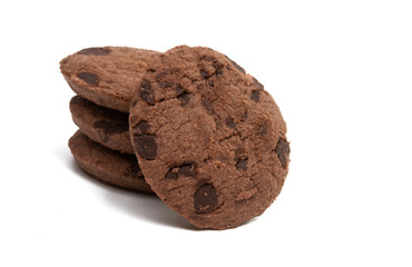cookies with chocolate drops and chocolate cream Isolated