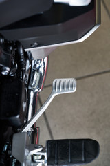 Close up of Foot pedal and brake pedal of motorcycle