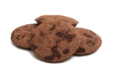 cookies with chocolate drops and chocolate cream Isolated