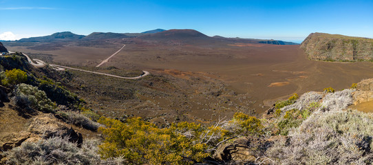 Beautiful panoramic view or Reunion island volcano