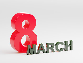 March 8, International Women's day 3D render