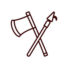Isolated construction axe and spear line style icon vector design