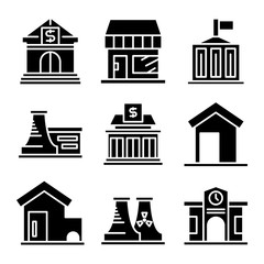 building and construction icons vector set