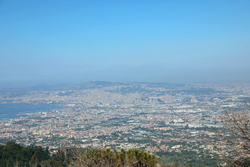 Panorama of Naples bay and city from Vesuvius Volcano